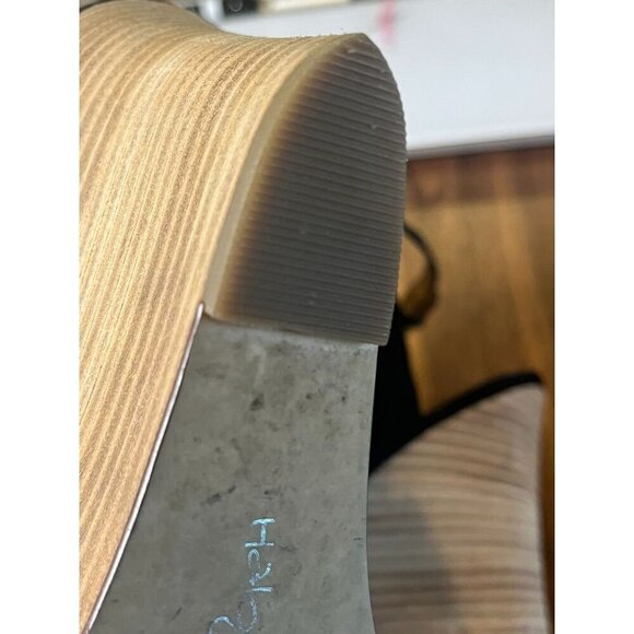 Halogen Suede Shoe 11 Black Wedge Buckle Sandal Heel Neutral Indie Hippie Boho - Picture 11 of 16